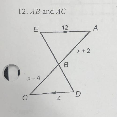 12. AB and AC E 12 x+2
