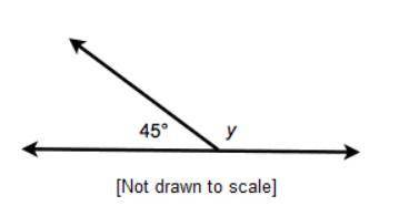 What is the value of y in the linear pair below? A 45 Degrees B 90 Degrees C 135 Degrees D 180 Degre