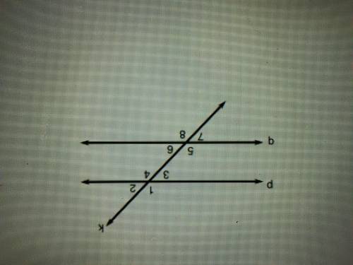Identify each pair of equal angles as vertical angles, corresponding angles, alternate interior angl