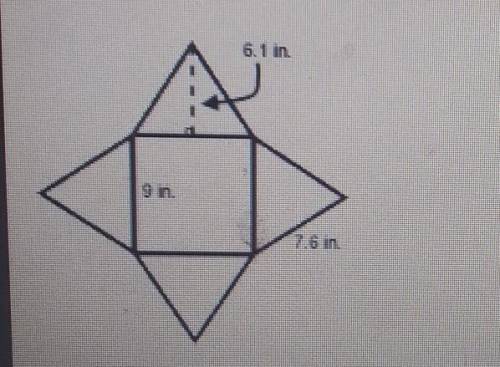 The net below can be folded to form a square pyramid.What is the surface area of the pyramid?