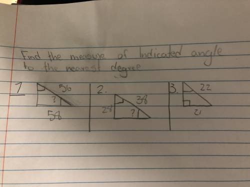 I do not understand these 3 exercises says Find the measure of the angles indicated to the nearest d