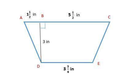 Find the area of trapezoid ACDE A) 14 2/3 in B) 16 1/8 in C) 21 5/6 in D) 30 1/2 in