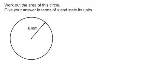 Work out the area of this circle.Give your answer in terms of pie and state its units