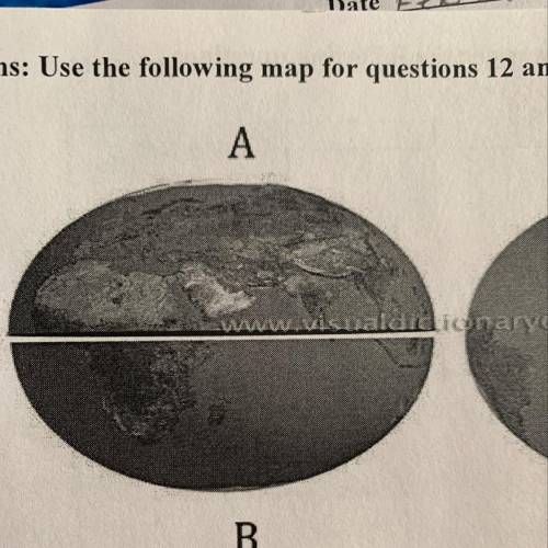 11. What hemisphere is shown by section A? a. Northern Hemisphere c. Eastern Hemisphere b. Southern