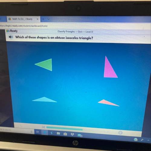 Oravy Classify Triangles - Quiz - Level D Which of these shapes is an obtuse isosceles triangle?