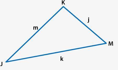 If j is 21 inches, k is 12 inches, and ∠M measures 62°, then find m using the Law of Cosines. Round