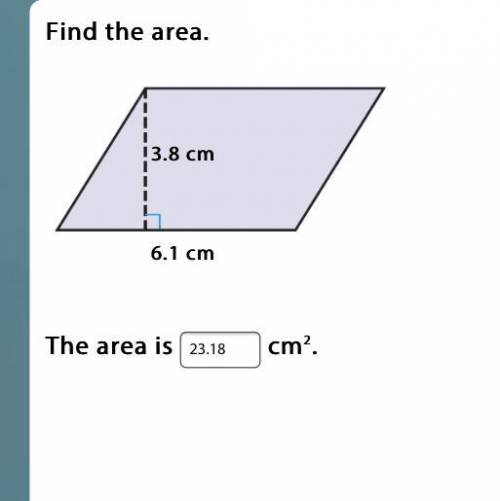 Find the area 3.8cm and 6.1 cm