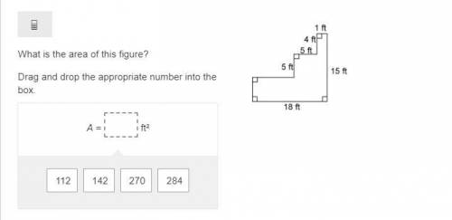 90 POINTS !!! what is the area of this figure? Drag and drop the appropriate number into the box. A