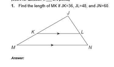 SOMEONE HELP ME PLEASE I NEED AN EXPLANATION A GOOD ONE Find the length of MK if