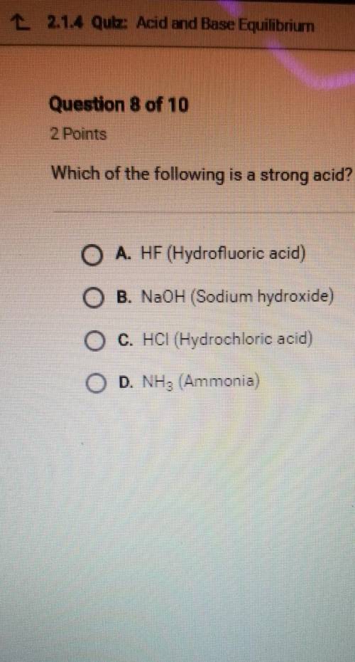 Which of the following is a strong acid