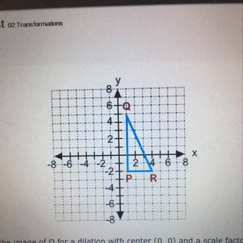 What is the image of Q for a dilation with the center (0,0) and a scale factor of 0.5? A.) (0.5, 2.5