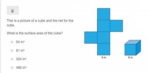 This is a picture of a cube and the net for the cube. What is the surface area of the cube?