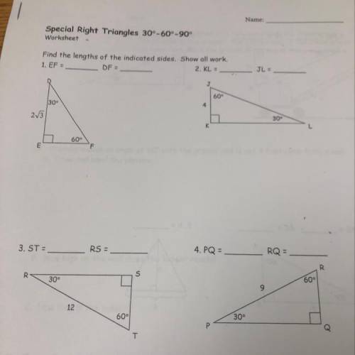 Right triangles (simple quick answers please)