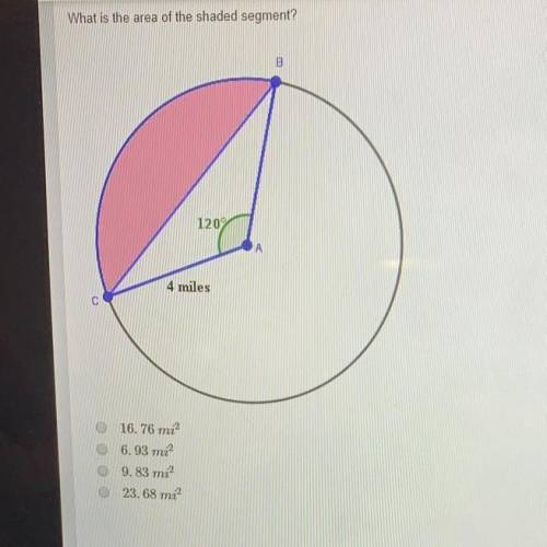 What is the area of the shaded segment?