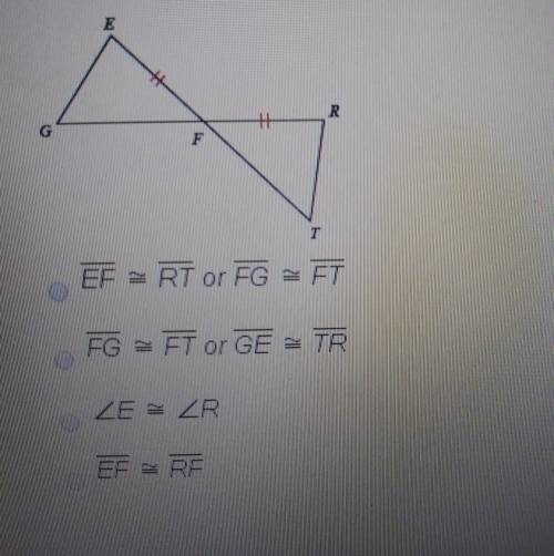 State what additional information is required in order to know what the triangles are congruent by A