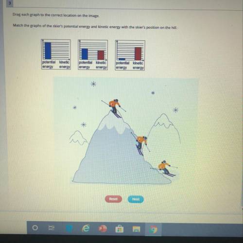 Match the graphs of the skier’s potential energy and kinetic energy with the skier’s position on the