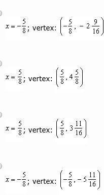 Find the equation of the axis of symmetry and the coordinates of the vertex of the graph of the func
