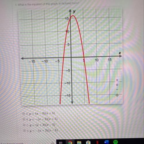 ASSESSIVIENT QUESTIUNS. 1. What is the equation of this graph, in factored form? co A. y = (x – 3)(x