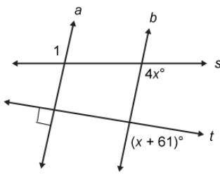 Lines a and b are parallel. What is the measure of angle 1? 119° 90° 29° 116°