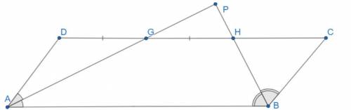 For the parallelogram ABCD the extensions of the angle bisectors AG and BH intersect at point P. Fin
