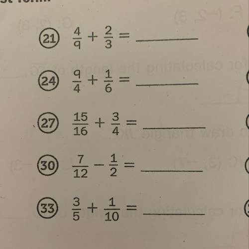 What are the answers to all these fractions?
