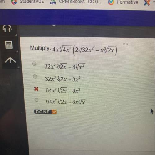 Multiply: 4x * root(3, 4x ^ 2) * (2 * root(3, 32x ^ 2) - x * root(3, 2x))