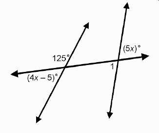 In the diagram, what is the measure of angle 1 to the nearest degree? 33° 55° 75° 105°