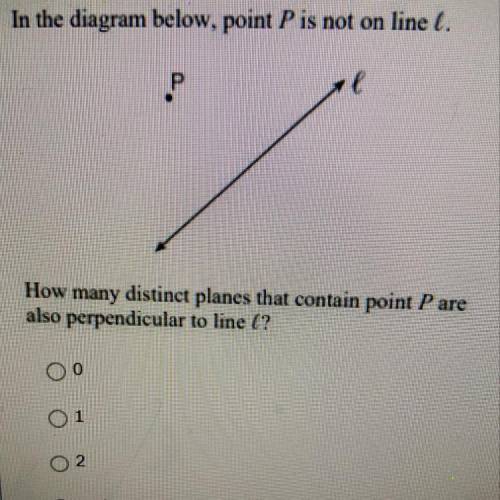 How many distinct planes that contain point p are also perpendicular to line L? A: 0 B: 1 C: 2 D: an