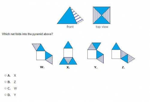 Which net folds into the pyramid above?  A. X B. Z C. W D. Y