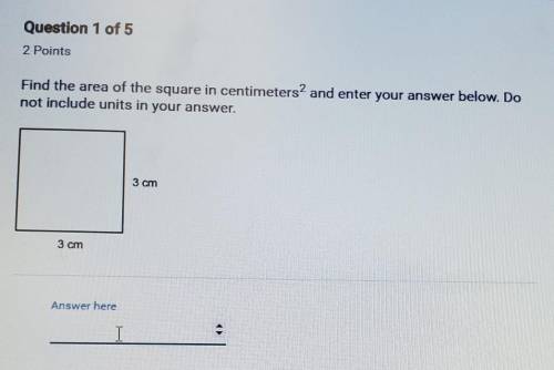 Find the area of the square in centimeters^2 and enter your answer below. Do not include units in yo