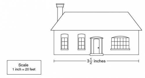 Rose has made this scale drawing of her house. How wide is her house? A- 23.5 ft B- 40 ft  C- 54.5 f