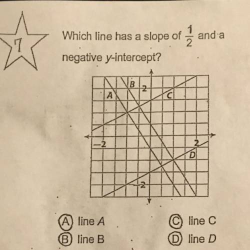 Which like has a slope of 1/2 and a negative y-intercept