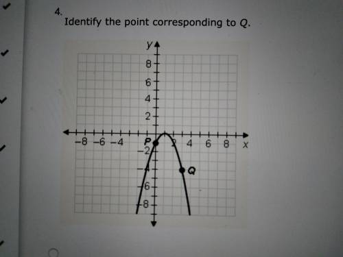 Identify the point corresponding to Q. A: Q'(-3,-4) B: Q'(-1,-4) C: Q'(-4,1) D: Q'(-4,-3) Thank you!