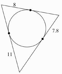 Find the perimeter of the polygon. Assume that lines which appear to be tangent are tangent. Round t