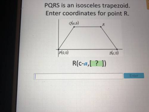 I need help. PQRS is an isosceles trapezoid. Enter coordinates for point R.
