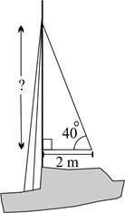 The sail of a boat is in the shape of a right triangle. Which expression shows the height, in meters