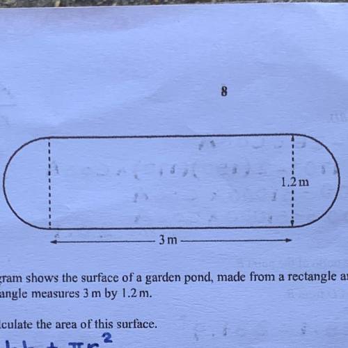ONLY SOLVE THE THIRD QUESTION The diagram shows the surface of a garden pond, made from a rectanglea