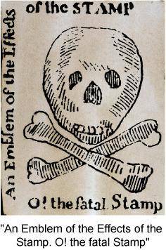 8. Look at the image created in response to the 1765 Stamp Act. Then answer the question that follow