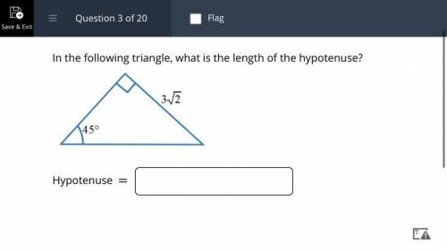 In the following triangle what is the length of the hypotenuse