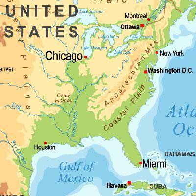 Jessica is traveling from Chicago, Illinois, to Miami, Florida. Using the map, tell what will happen