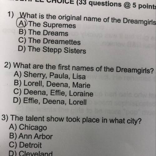 What are the first name of the dreamgirls