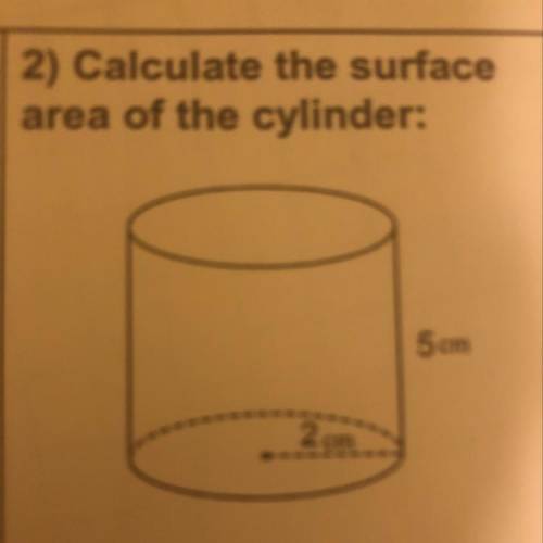 2) Calculate the surface area of the cylinder: 5 cm 2cm Help please