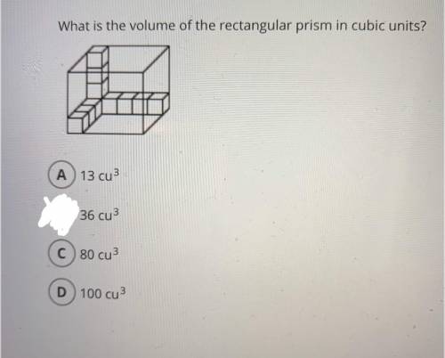 What is the volume of the rectangular prism in cubic units?