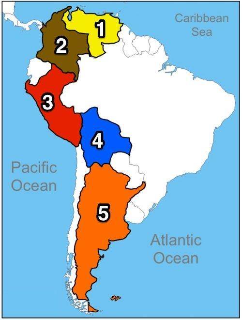 Which number on the map represents the country of Colombia?