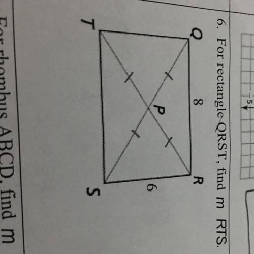 How do you find angle RTS for rectangle QRST with the given information?