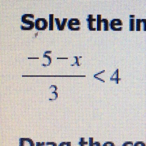 Solve the inequality. -5-x/3<4