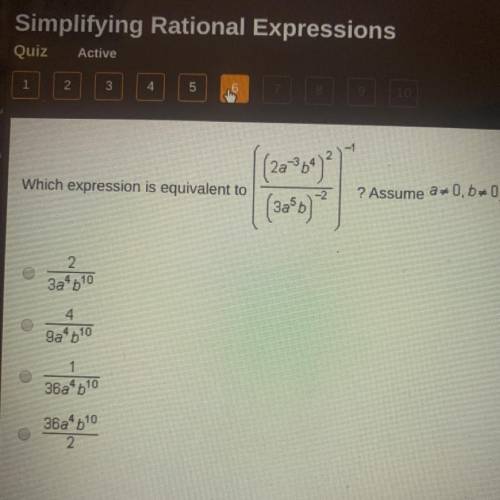 Please help Which expression is equivalent to Assume