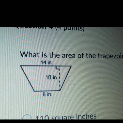 What is the area of the trapezoid? 110 square inches 32 square inches 140 square inches 80 square in