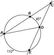 Question 1, Find the measure of Angle ADE, Angle ACE, and Angle BAD. Part I: An inscribed angle is a