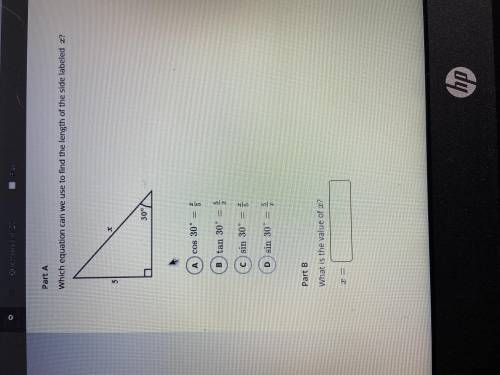 Help with this  Which equ. Can we use to find the length of side labeled x